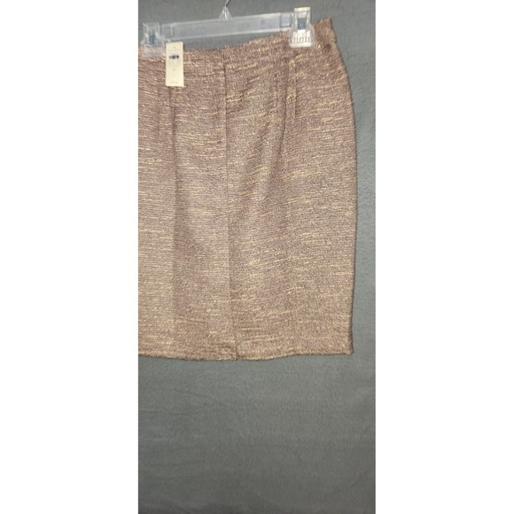 Ann Taylor Sz 6 Tweed Texture Brown‎ Gold Multicolor Lined Pencil Skirt NWT - Picture 3 of 12